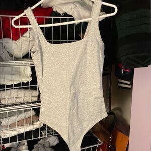 Abercrombie & Fitch Heather Grey Squareneck Bodysuit